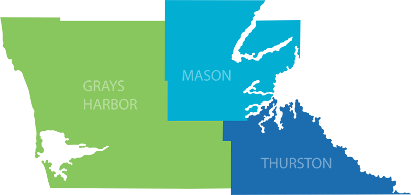May pof Grays Harbor, Mason, and Thurston County